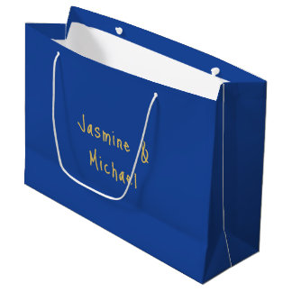 Bolsa De Regalo Grande Lovely Chic Calligraphy Couple Names Blue & Gold