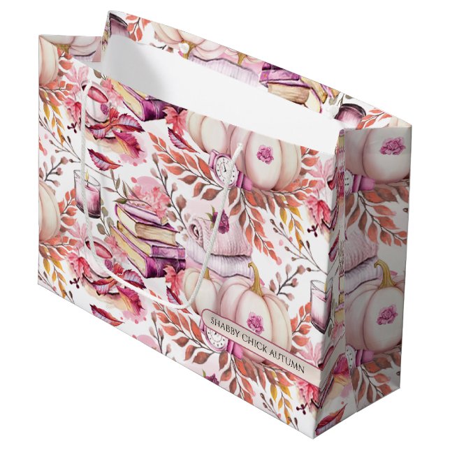 Bolsa De Regalo Grande Lovely Shabby Chick Autumn Pattern (Angulo Anverso)