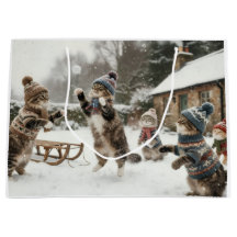Bolsa de regalo grande Lucha de bolas de nieve de