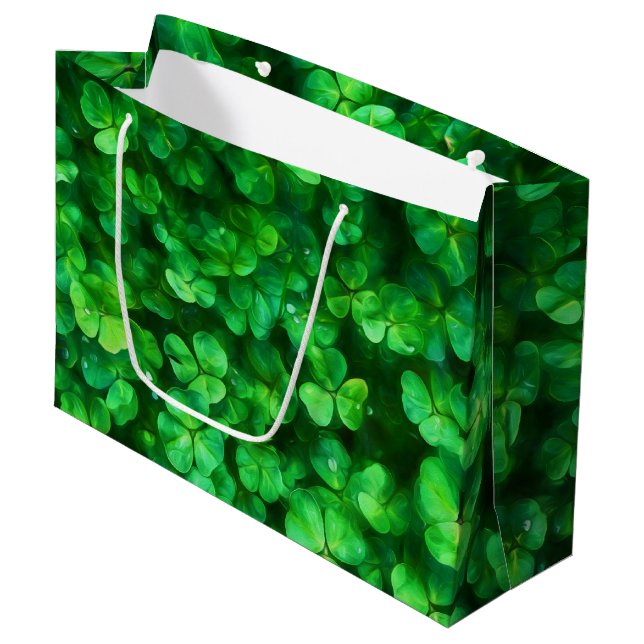Bolsa De Regalo Grande Lucky Celtic Irish Green Shamrock (Angulo Anverso)