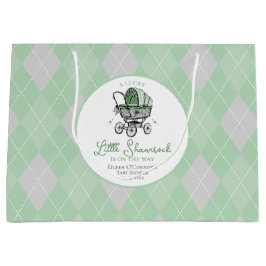 Bolsa De Regalo Grande Lucky Little Shamrock Argyle Baby Shower