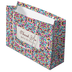 Bolsa De Regalo Grande Lujo Caprichoso Estilo Floral Marfil Boda Frontera