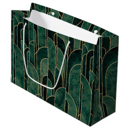 Bolsa De Regalo Grande Lujoso patrón Art Deco Verde y Oro