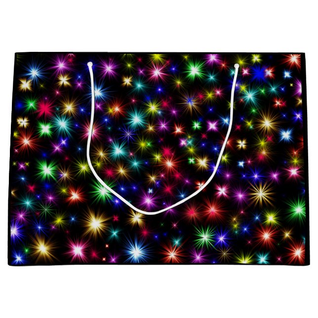 Bolsa De Regalo Grande Luminosas espumas arcoiris, estrellas y fuegos art (Anverso)