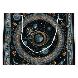Bolsa De Regalo Grande Luna Celestial Órbita Dorada con Astral Detallado