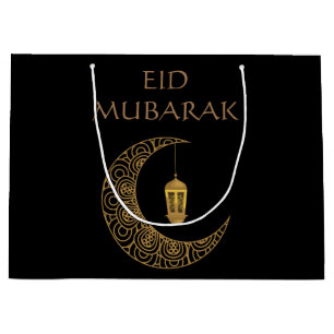 Bolsa De Regalo Grande Luna de Creciente Dorado y Linterna Eid Mubarak Is