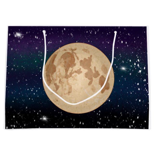 Bolsa De Regalo Grande Luna llena con la mano estrellada de la noche (Anverso)