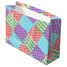 Bolsa De Regalo Grande Lunares de lazo a cuadros geométricos pastel