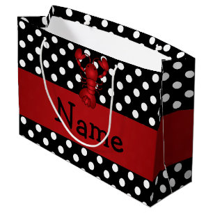 Bolsa De Regalo Grande Lunares rojos conocidos personalizados del negro