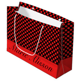 Bolsa De Regalo Grande Lunares rojos y negros patrón vintage único