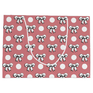 Bolsa De Regalo Grande Lunares y Lazos Rosa Negro Blanco Estilo Retro