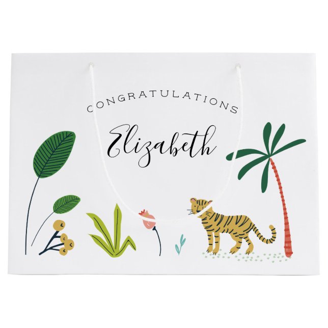 Bolsa De Regalo Grande Lush Jungle Baby Shower (Anverso)