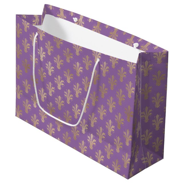 Bolsa De Regalo Grande Lux Gold Fleur de Lis y AmethyLarge Gift Bag (Angulo Anverso)