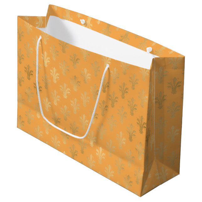 Bolsa De Regalo Grande Lux Gold Fleur de Lis y Marigold (Angulo Anverso)
