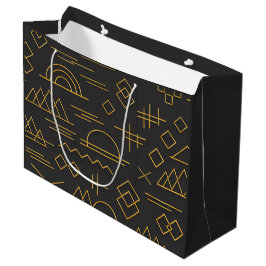 Bolsa De Regalo Grande Luxurious 3D Gold Embossed Geometric Pattern 
