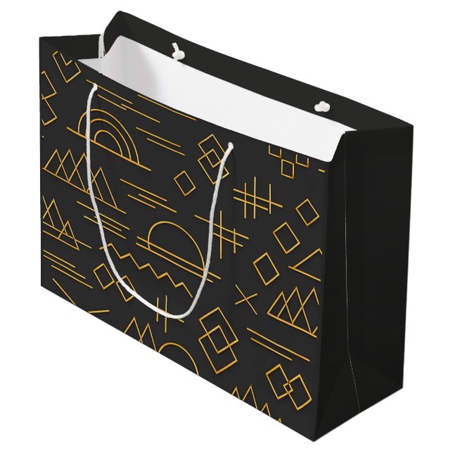 Bolsa De Regalo Grande Luxurious 3D Gold Embossed Geometric Pattern  (Angulo Anverso)