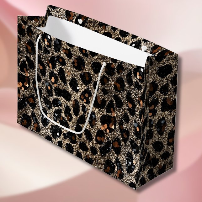 Bolsa De Regalo Grande Luxury Glitter Brown Black Gold Leopard Pattern (Subido por el creador)