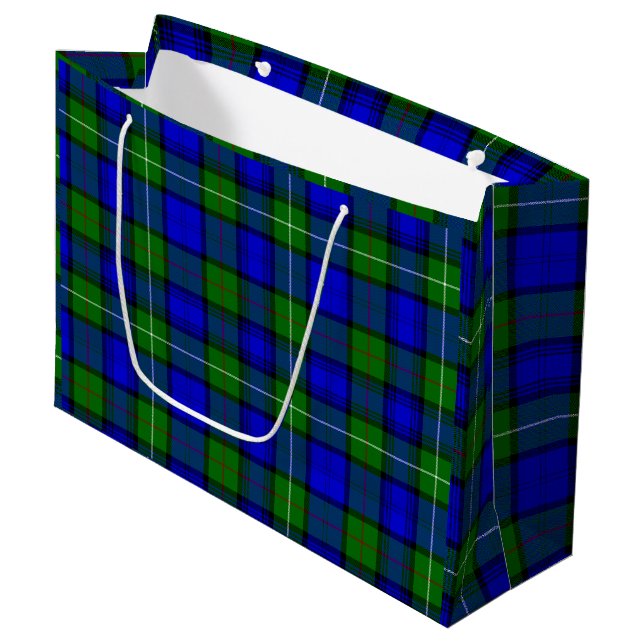 Bolsa De Regalo Grande MacKenzie tartan dorada verde azul (Angulo Anverso)