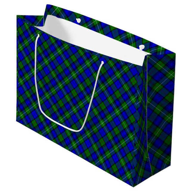 Bolsa De Regalo Grande MacKenzie tartan dorada verde azul (Angulo Anverso)