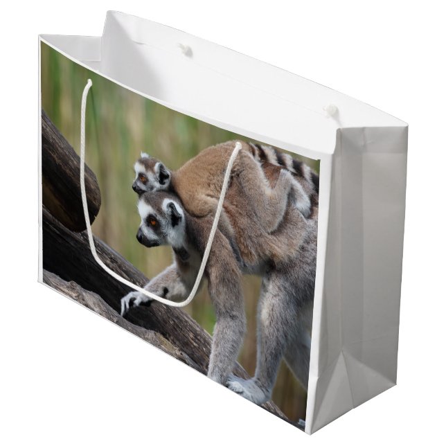 Bolsa De Regalo Grande Madre Y Bebé Lemur De Canto (Angulo Anverso)