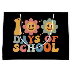 Bolsa De Regalo Grande Maestro Niños Retro Groovy 100 Días de Escuela