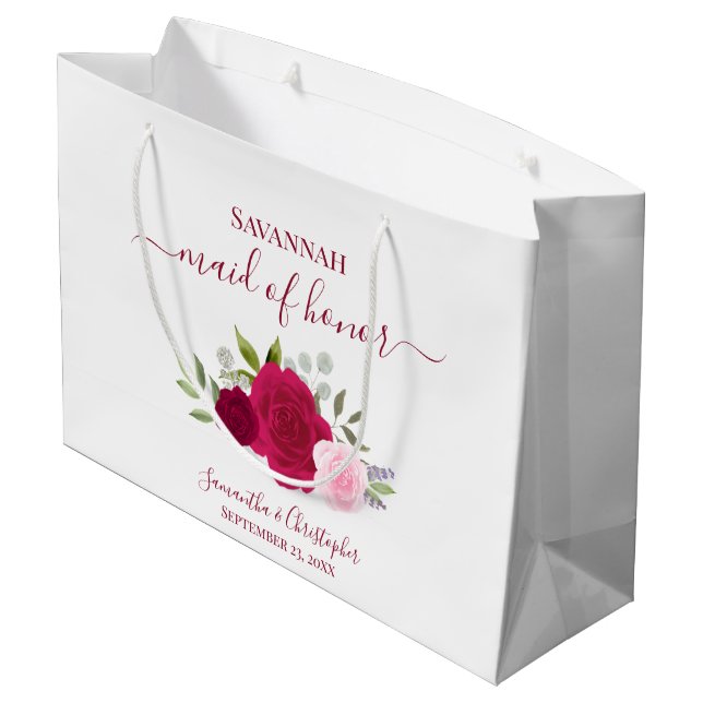 Bolsa De Regalo Grande Magenta & Pink Boho Roses Wedding Maid of Honor (Angulo reverso)