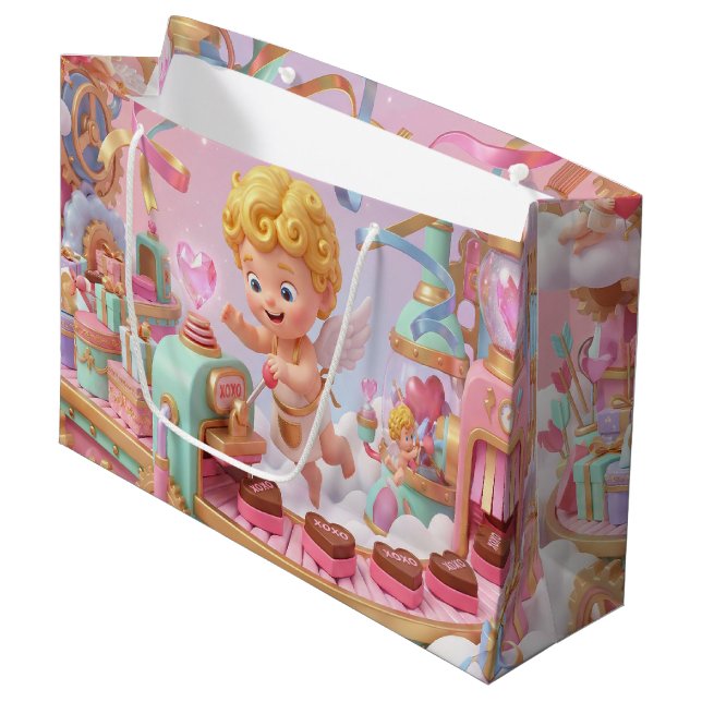 Bolsa De Regalo Grande Magical 3D Cupid’s Valentine Gift Factory Scene (Angulo Anverso)