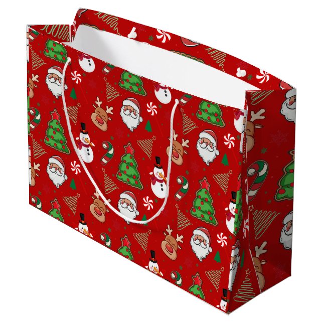Bolsa De Regalo Grande Magical Christmas – Santa, Reindeer & Snowflakes (Angulo reverso)