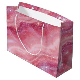Bolsa De Regalo Grande Magical Pink Galaxy Sparkle & Marble Texture