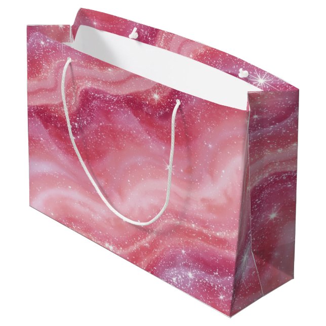 Bolsa De Regalo Grande Magical Pink Galaxy Sparkle & Marble Texture (Angulo reverso)