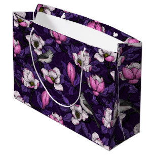 Bolsa De Regalo Grande Magnolia y pájaro del titmouse 4