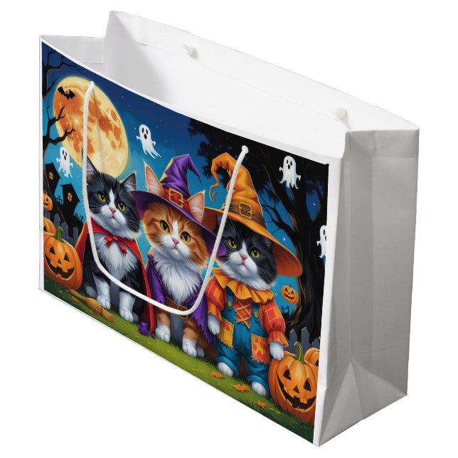 Bolsa De Regalo Grande Maine Coon Cats Calabaza Halloween Gracioso (Angulo Anverso)