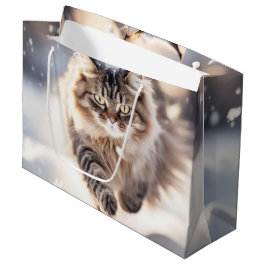 Bolsa De Regalo Grande Maine Coon chapoteando a través de la nieve
