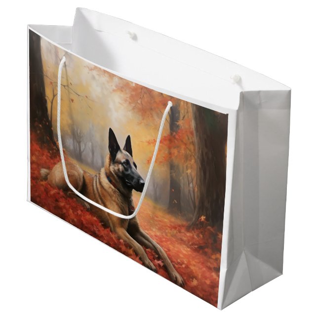 Bolsa De Regalo Grande Malinoi belga en otoño se inspira (Angulo Anverso)