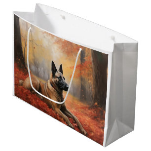 Bolsa De Regalo Grande Malinois Belga en Otoño Hojas Caídas Inspiran
