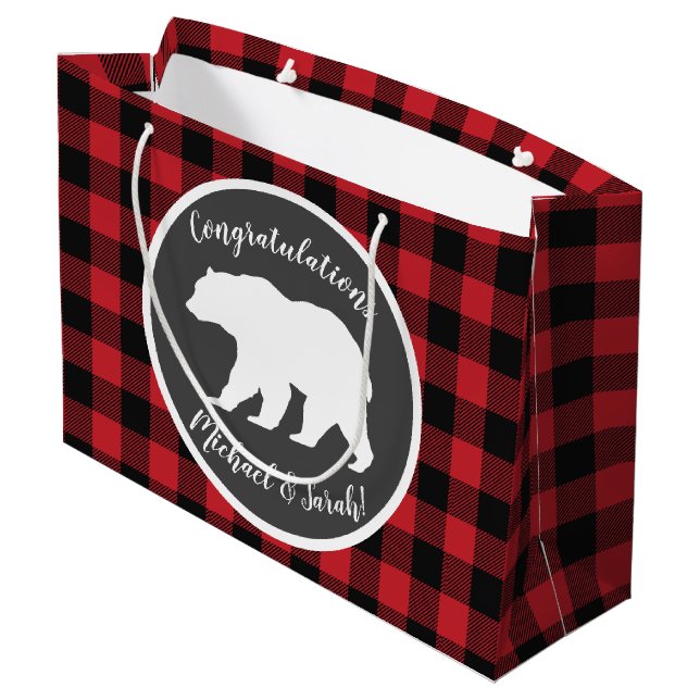 Bolsa De Regalo Grande Mama Bear Baby Shower Woodland Lodge (Angulo reverso)