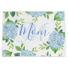 Bolsa De Regalo Grande Mamá Floral Blue Hydrangea Watercolor Moderno