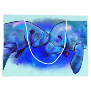 Bolsa De Regalo Grande Manatees en colores con amor