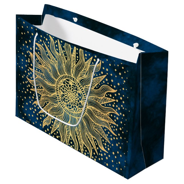 Bolsa De Regalo Grande Mandala Celestial Boho Gold Sun (Angulo Anverso)