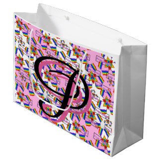 Bolsa De Regalo Grande Mandalá de Arcoíris Monograma Orgullo - Geométrico