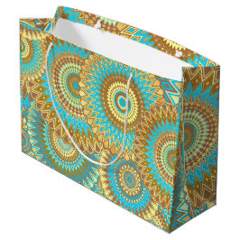 Bolsa De Regalo Grande Mandalá superpuesto azul marrón dorado