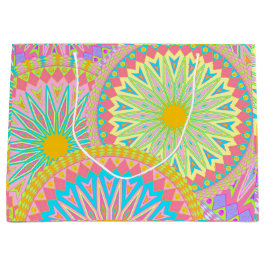 Bolsa De Regalo Grande Mandala superpuesto rosa azul amarillo menta púrpu