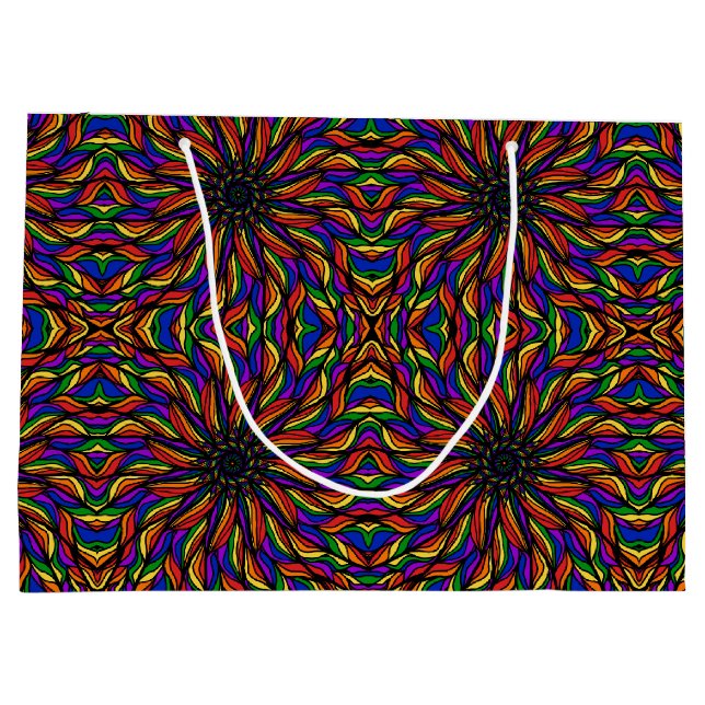 Bolsa De Regalo Grande Mandalas de Plumas de Arcoíris (Reverso)