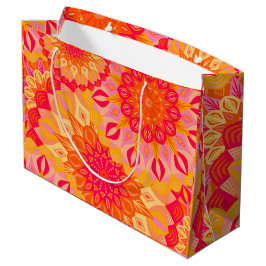Bolsa De Regalo Grande Mandalas superpuestos naranja rosa amarillo