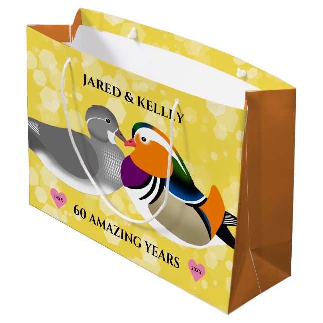 Bolsa De Regalo Grande Mandarin Ducks Amantes Amantes Cualquier Aniversar (Angulo reverso)