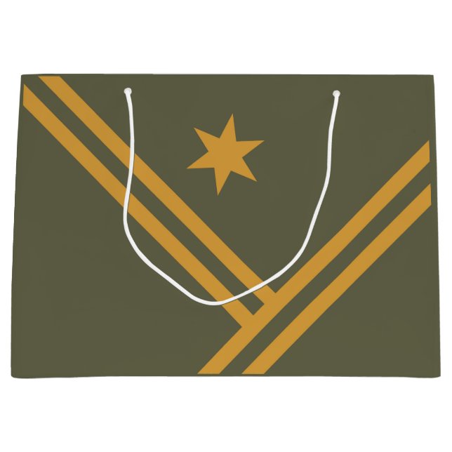 Bolsa De Regalo Grande Mango verde en franjas diagonales Estrella gráfica (Anverso)