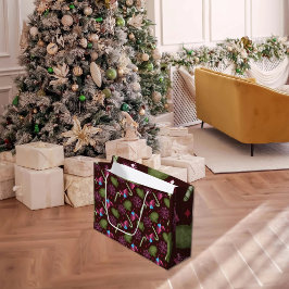 Bolsa De Regalo Grande Manguitos de Navidad, Copos de Nieve, Palitos de M