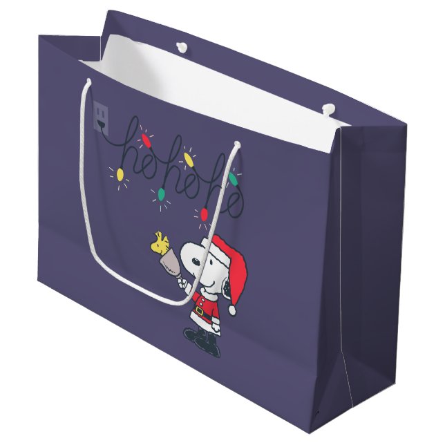 Bolsa De Regalo Grande Maní | Snoopy & Woodstock Ho Ho (Angulo Anverso)