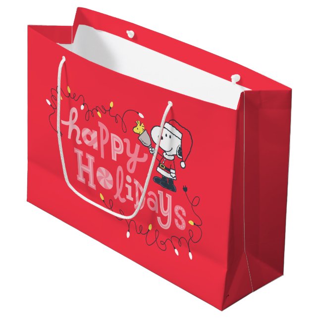 Bolsa De Regalo Grande Maní | Snoopy & Woodstock Santa Claus (Angulo Anverso)