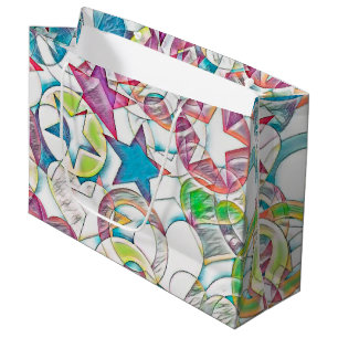 Bolsa De Regalo Grande Mano Dibujada Por EDDArt - Estrellas Y Corazones 1